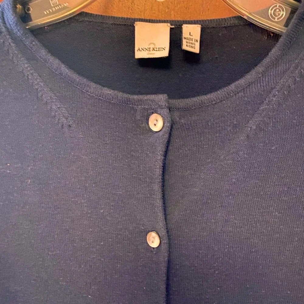 Anne Klein Navy Cardigan Knitware  ~ Size Large - Picture 3 of 4